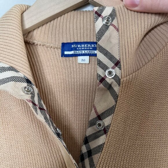 Burberry Blue Label Sleeveless Ribbed Collared Nova Check Trim Top 38 Japan S US - Picture 6 of 11